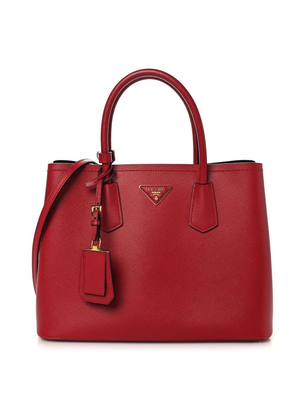 Prada Cuir Medium Double Bag Fuoco #327154P14B